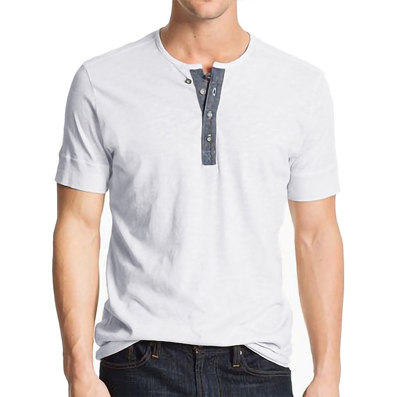 2022 Summer New and Men''s T-shirt Code Solid Color Henry Foreign Trade Men''s T-shirt Casual Men''s Clothes - Image 4