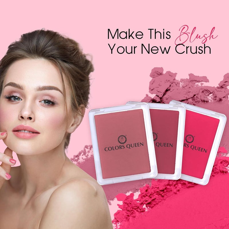 COLORS QUEEN Colors Queen Sweet Cheek Matte Blush Smooth Texture Lightweight Long Lasting Matte Blusher Palette Melts Effortlessly Highly Pigmented Blusher Palette for Face Makeup Shade 12 - Image 5