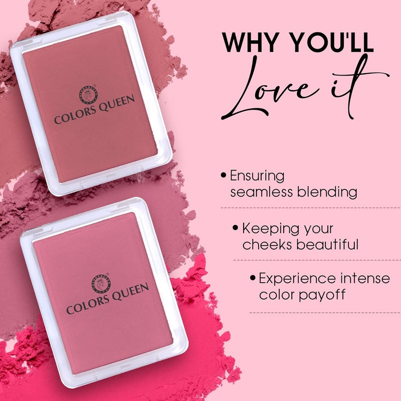 COLORS QUEEN Colors Queen Sweet Cheek Matte Blush Smooth Texture Lightweight Long Lasting Matte Blusher Palette Melts Effortlessly Highly Pigmented Blusher Palette for Face Makeup Shade 12 - Image 4