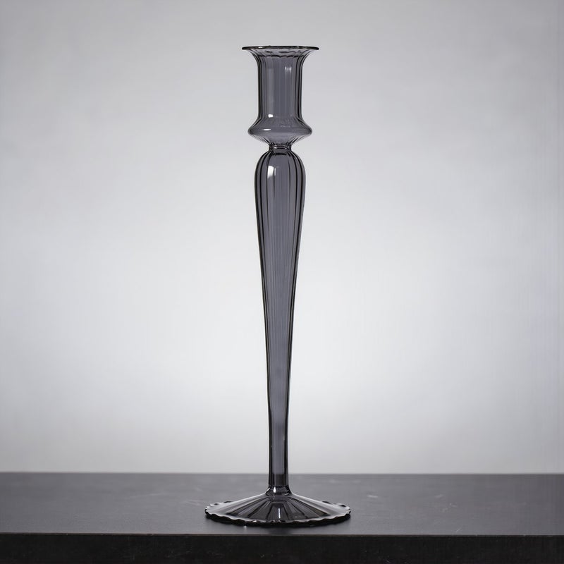 Glass Candlestick Holder Pink Dotted 9x30cm Retro European Home Table Decor - Image 3