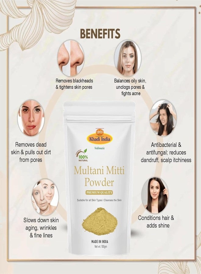 Vedimatic Khadi 100% Organic Pure Multani Mitti Powder (Fullers Earth) (400g) - Image 2
