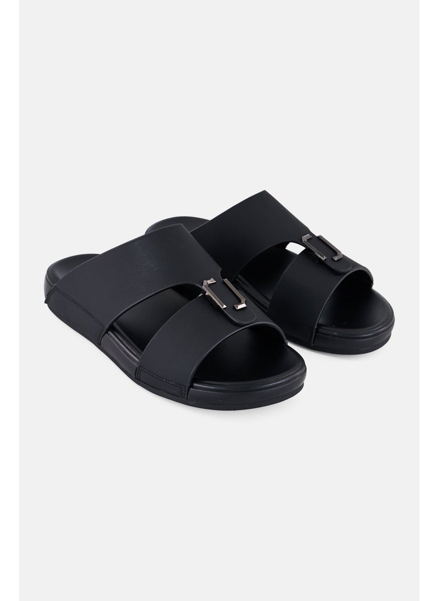 Algspar Men 2 Strap Slip On Arabic Sandals, Black  - Image 1