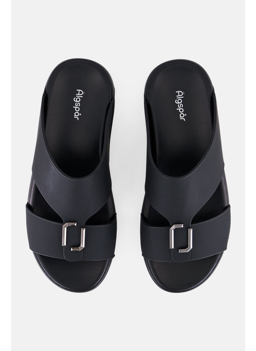 Algspar Men 2 Strap Slip On Arabic Sandals, Black  - Image 2