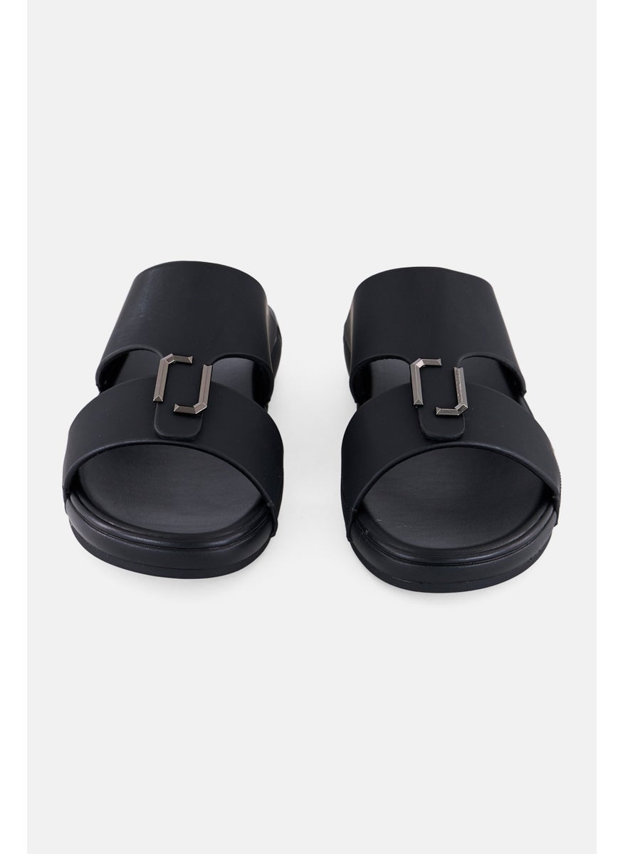 Algspar Men 2 Strap Slip On Arabic Sandals, Black  - Image 4