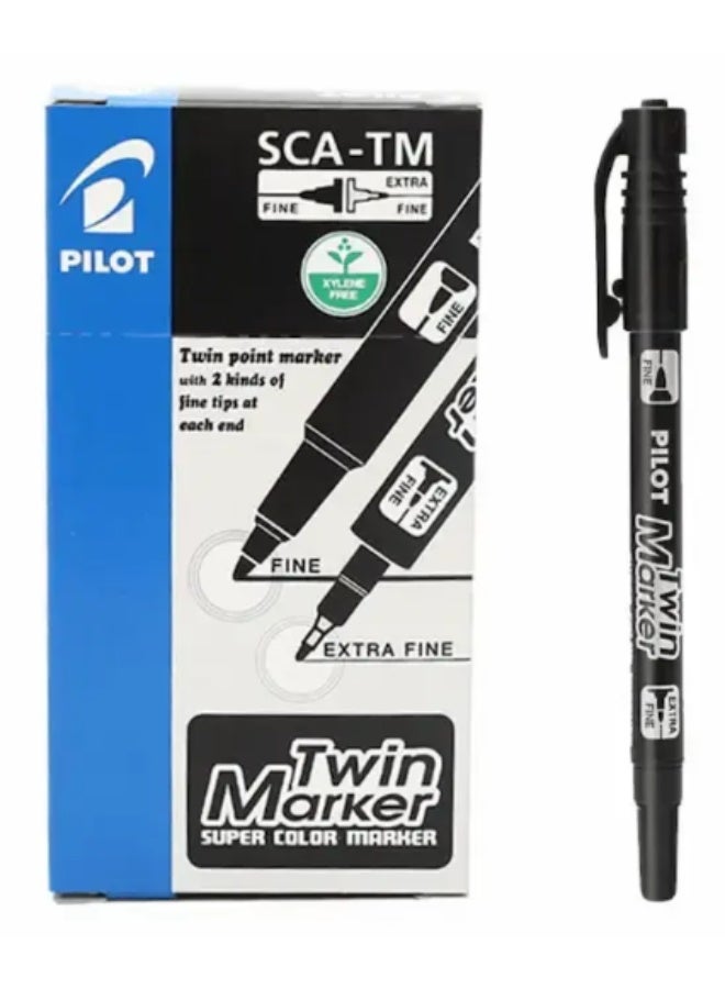 بايلوت قلم بايلوت ماركر برأسين اسود , 12 قلم - Image 1