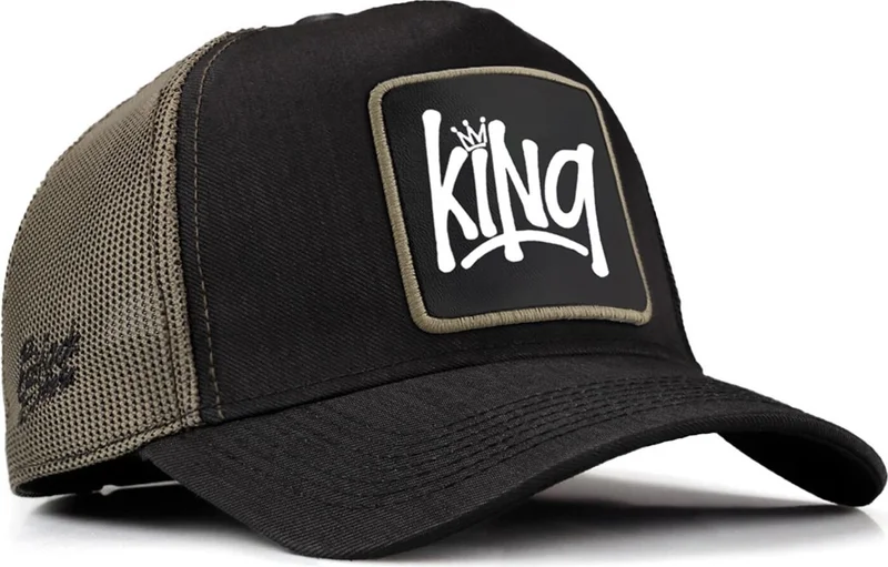 Blackbörk V1 Trucker King - Unisex Black-Khaki Cordura Fabric Hat (Cap) with 2sh Code Logo