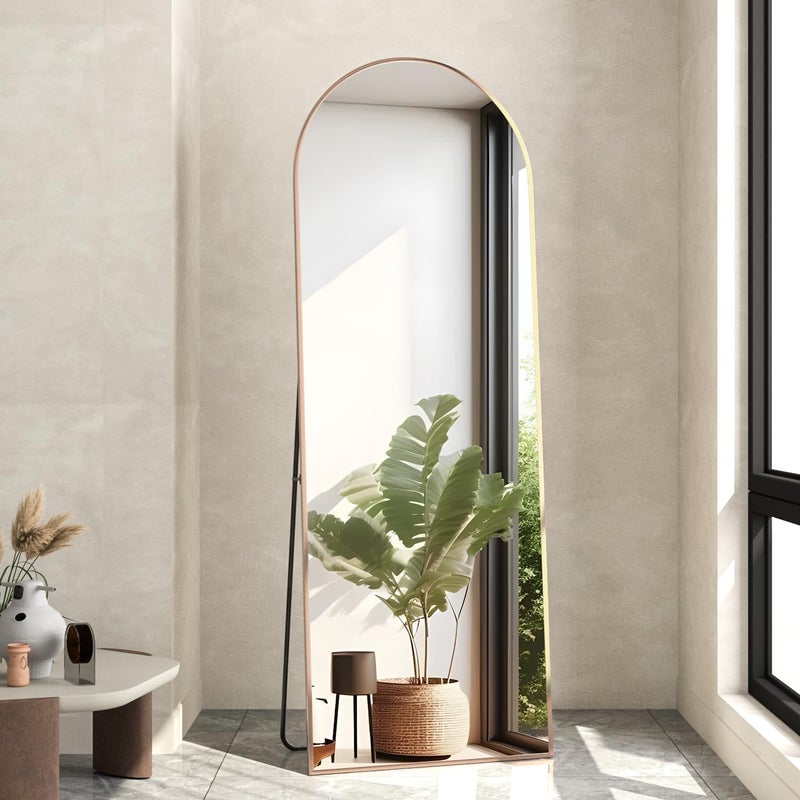 NEUWEABY Full Length Mirror, 56"x16" Arch Floor Mirror with Stand, Gold Arched Full Body Standing or Leaning Mirror for Bedroom, Living Room - Image 1