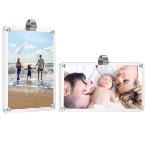 XMALL 2Pcs Car Picture Holder, Suitable for car Visor, Universal for Any Vehicle Model, Show Personal or Family Photos, Great Gift for Drivers, Car Accessories, Polaroid Photo Frame, 4.7"X3.1" - Image 1