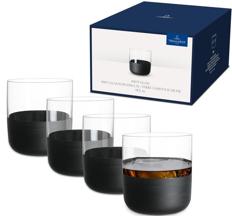 Villeroy & Boch Villeroy Boch Manufacture Rock Shot Glass Set Set of 4 Crystal Glass with Matte Black Base Capacity 125 oz