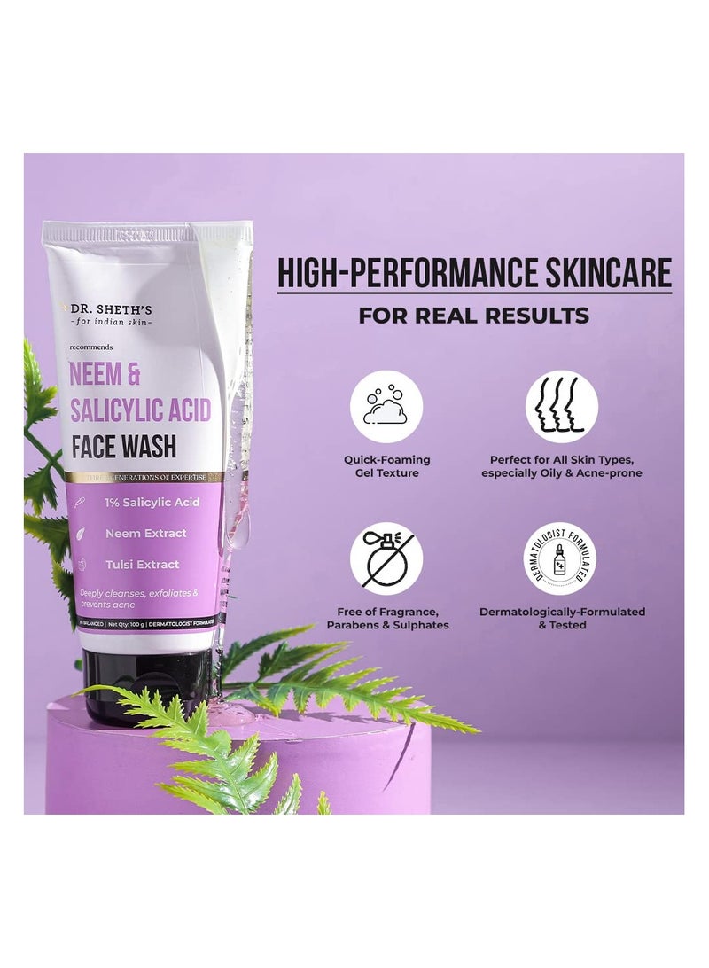 Dr. Sheth's Dr. Sheth's Neem & Salicylic Acid Face Wash | Anti-Acne & Oil Control Face Cleanser | With 1% Salicylic Acid & Neem | Men & Women | 100 mL  - Image 5