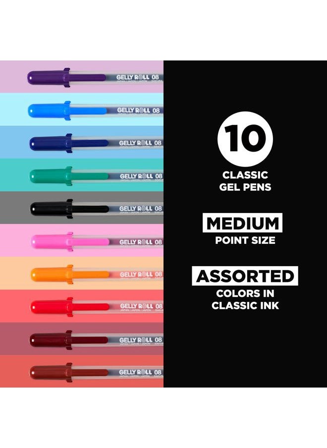 SAKURA Gelly Roll Gel Pens - Medium Point Ink Pen for Journaling, Art, or Drawing - Assorted Colored Ink - 10 Pack  - Image 2
