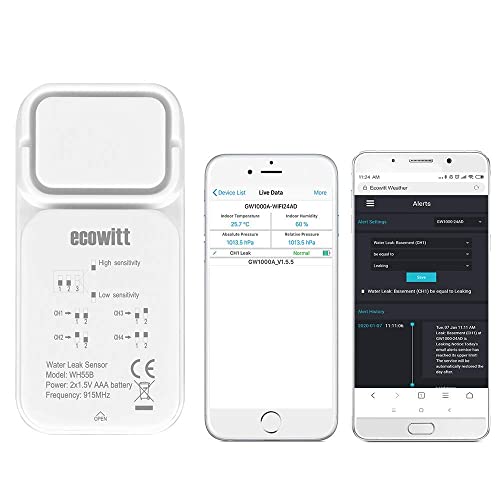 Ecowitt WH55 Wireless Water Leak Detection Sensor with Loud Audio Alarm - Image 1