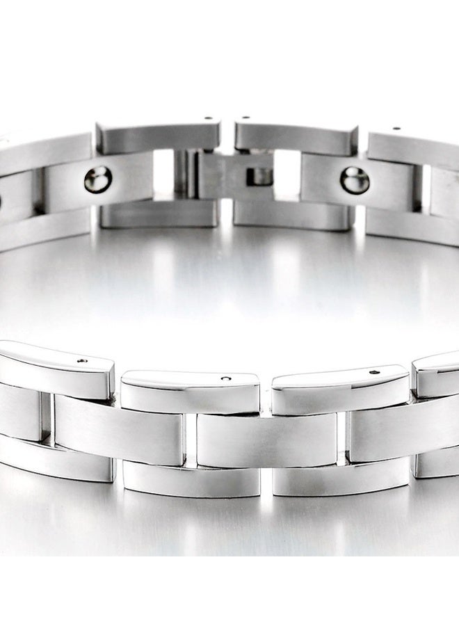 Magnetic Stone Stainless Steel Bracelets for Men Sleek Titanium Magnetic Therapy Bracelet Jewelry Gifts for Men Daily Commute Office Wear Casual Outings Everyday Matching,Silver - Image 5