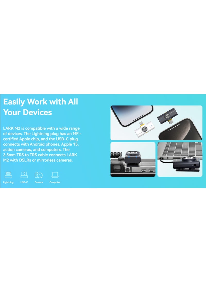 Lark M2 Wireless Lavalier Microphone (2TX+3RX) Compatible with Camera iPhone Android 1000ft LOS Range Hi-Fi Audio Noise Cancellation 40H Duration for Vlogging(Developed version)