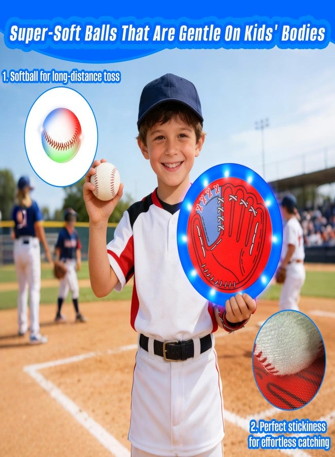 SETOXYX Toss and Catch Ball Game Set, Glow in The Dark, Kids Toddler Baseball Catch Ball Outdoor & Beach Toys, Family Games for Pool Yard Camping, Birthday Gift for Boys Girl - Image 2