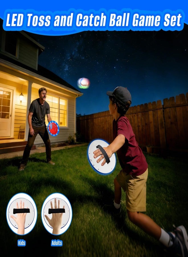 SETOXYX Toss and Catch Ball Game Set, Glow in The Dark, Kids Toddler Baseball Catch Ball Outdoor & Beach Toys, Family Games for Pool Yard Camping, Birthday Gift for Boys Girl - Image 3