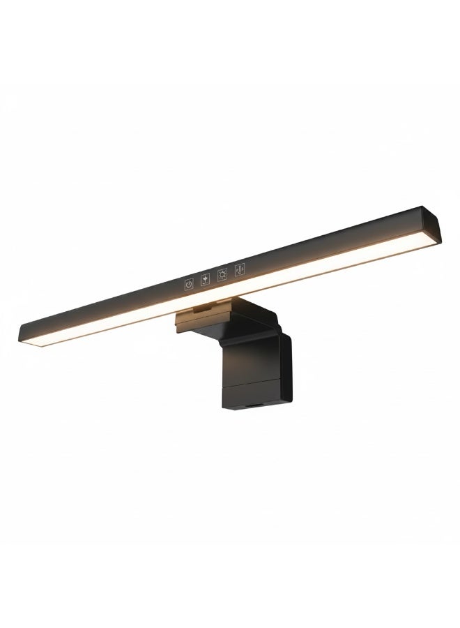 عام مصباح شاشة كمبيوتر وألعاب للعناية بالعين بدون وهج الشاشة، إضاءة مهام للقراءة الإلكترونية مع تحكم باللمس، 3 درجات حرارة لونية قابلة للتعتيم مع مؤقت 60 دقيقة، يعمل عبر منفذ USB، مناسب للمكتب والمنزل، طول 33 سم، لون أسود - Image 1