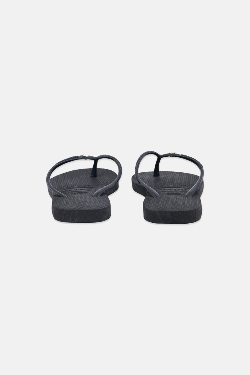 havaianas Kids Girl Brand Logo Slip On Slippers, Black  - Image 3