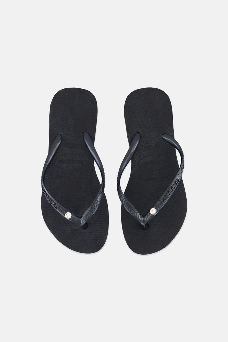 havaianas Kids Girl Brand Logo Slip On Slippers, Black  - Image 4