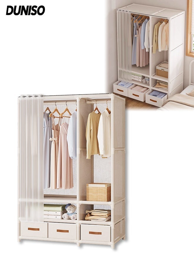 DUNISO Portable Wardrobe Closet, Clothes Storage Organizer for Home,  Freestanding Closet Organizer, Portable Closet Organizer with Non-woven Fabric Quick and Easy to Assemble Extra Strong and Durable - Image 1