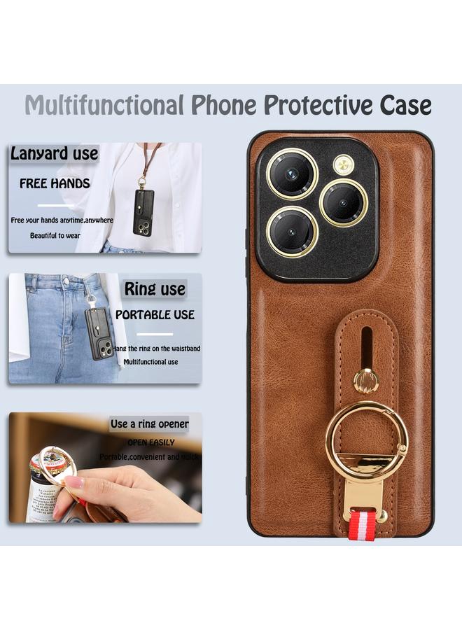 إيروريكس جراب خلفي من الجلد لهاتف Tecno Spark 20 Pro 4G مع سوار معصم - Image 5