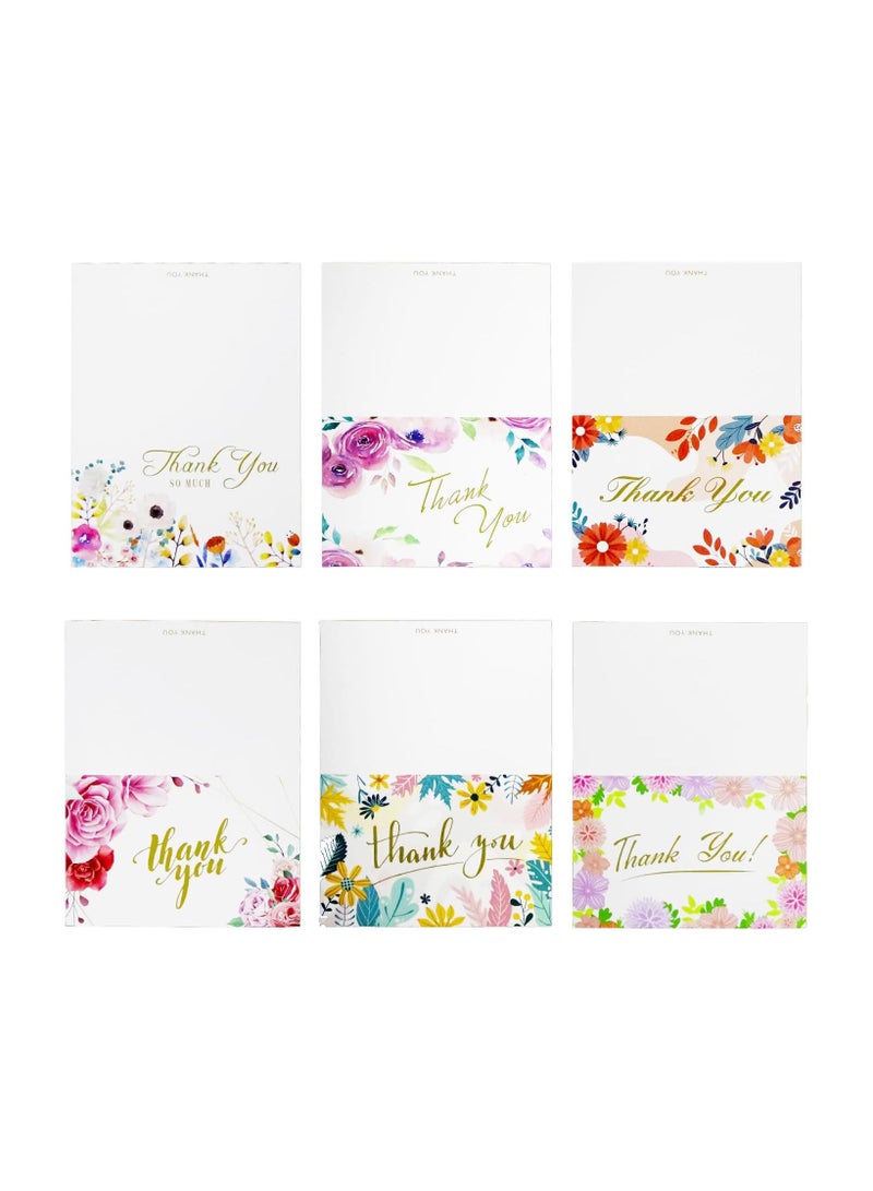 KASTWAVE Thank You Cards, Greeting Cards, Thank You card Flower Themed Design, Teacher Thank You Card Multipack 12 Colourful Designs, Elegant Thank You Notes, Blank Inside Floral Greeting Cards (12PCS) - Image 2