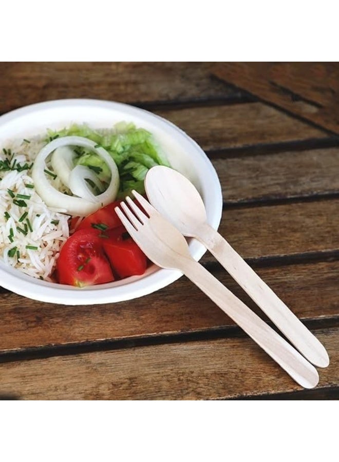 Flavoma Bamboo Disposable Spoons and Forks [140mm, 50 Set with Cover] | Wooden Dining Flatware | Ideal for Kids Birthday, Wedding & Party | Plant Based | Eco-Friendly | Organic & Natural - Image 4