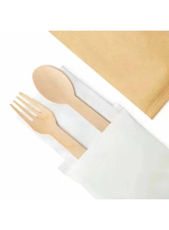 Flavoma Bamboo Disposable Spoons and Forks [140mm, 50 Set with Cover] | Wooden Dining Flatware | Ideal for Kids Birthday, Wedding & Party | Plant Based | Eco-Friendly | Organic & Natural - Image 1
