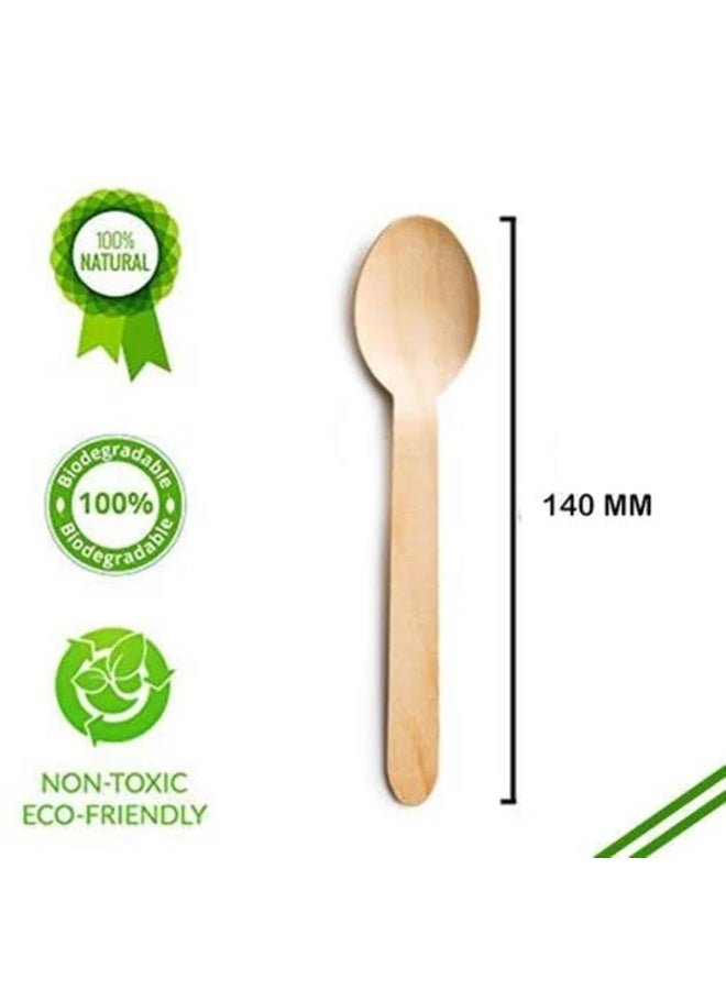 Flavoma Bamboo Disposable Spoons and Forks [140mm, 50 Set with Cover] | Wooden Dining Flatware | Ideal for Kids Birthday, Wedding & Party | Plant Based | Eco-Friendly | Organic & Natural - Image 3