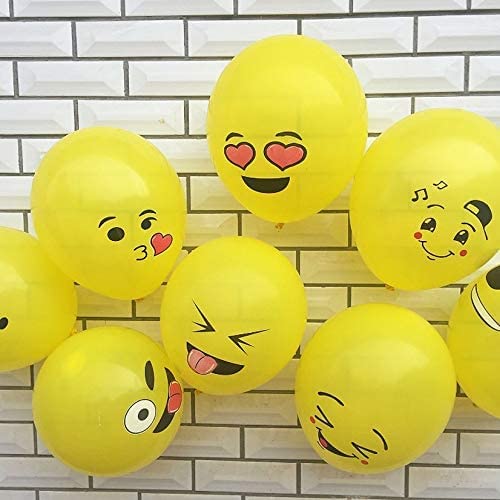 atorakushon Latex Yellow Smiley Face Expression 12"Inch Printed Balloons Pack Of 50 Decoretion for Children's Boys Girls Birthday Party Festive Kitty party Party Supplies - Image 4