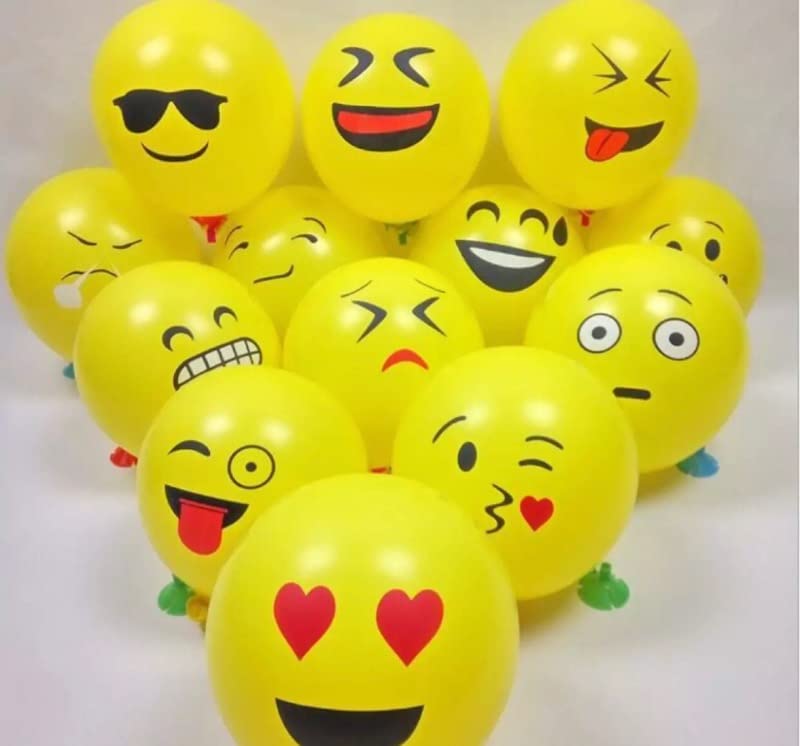 atorakushon Latex Yellow Smiley Face Expression 12"Inch Printed Balloons Pack Of 50 Decoretion for Children's Boys Girls Birthday Party Festive Kitty party Party Supplies - Image 1