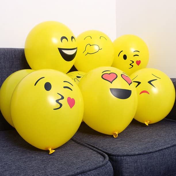 atorakushon Latex Yellow Smiley Face Expression 12"Inch Printed Balloons Pack Of 50 Decoretion for Children's Boys Girls Birthday Party Festive Kitty party Party Supplies - Image 5
