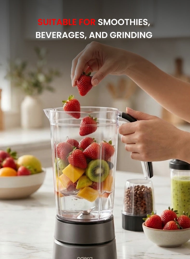 أوجيرا صانعة سموذي 5 في 1 500 واط | خلاط شخصي مع عدة أوعية وملحقات | محرك نحاسي 100% | وظيفة النبض (Pulse) | خلاط مع مطحنة وعصارة | OG151SB | ضمان لمدة سنتين - Image 4