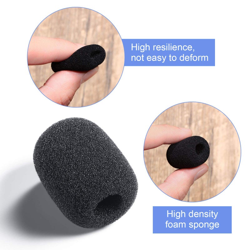 Frienda 100 Pieces Headset Mic Foam Cover Sponge Mini Microphone Windscreen Black Mic Shield Protection for Small Lapel and Headset Microphones - Image 3