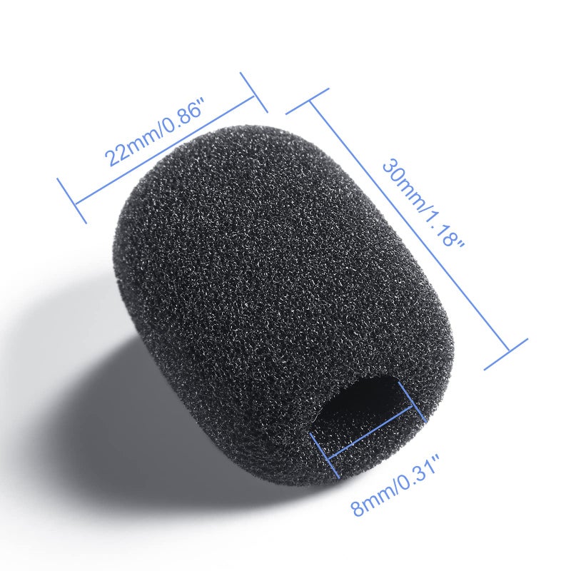 Frienda 100 Pieces Headset Mic Foam Cover Sponge Mini Microphone Windscreen Black Mic Shield Protection for Small Lapel and Headset Microphones - Image 2