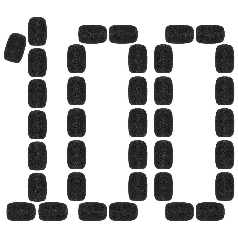 Frienda 100 Pieces Headset Mic Foam Cover Sponge Mini Microphone Windscreen Black Mic Shield Protection for Small Lapel and Headset Microphones - Image 1