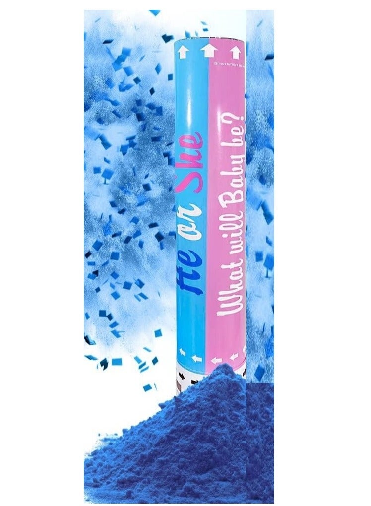 1 Pice Gender Reveal Powder Cannon Blue Gender Reveal Cannon  Gender Reveal Confetti Powder Cannon Blue Ideal For 1 Blue 38 CM - Image 2