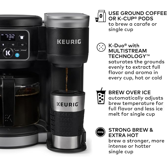 Renewed Keurig K-Duo Hot & Iced Single Serve & Carafe Coffee Maker, MultiStream Technology, 72oz Reservoir (Gen 2) (Renewed) - Image 2