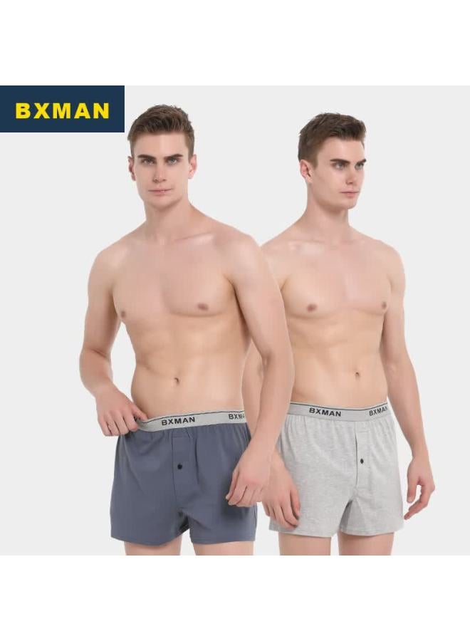Bxman Pure Cotton Loose Men's Boxer Briefs Knitted Stretch Plus Size 2-pack Ek0203 Xxl - Image 1