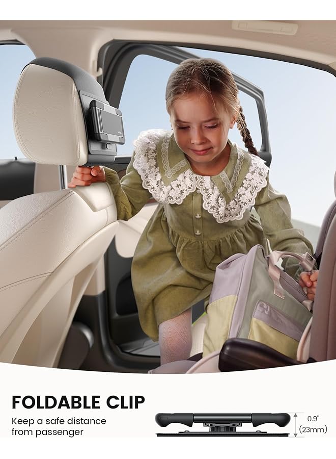Lamicall Tablet Holder Car Headrest - [Silicone Wide Clip] [Thick Case Friendly] 360° Rotate Car Tablet Mount Backseat, Road Trip Essentials For Kids, For Ipad Pro, Air, Mini, Galaxy, 6.1-13" Tablets  - Image 3