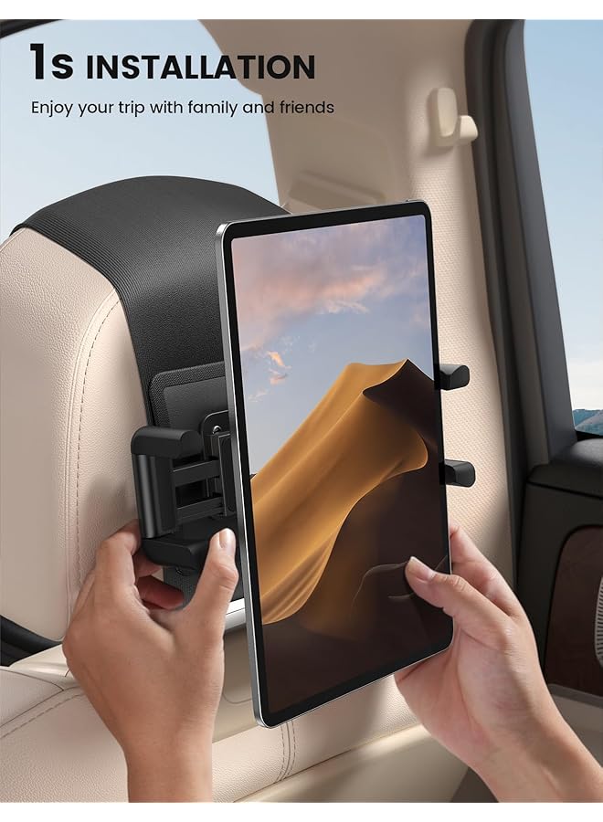 Lamicall Tablet Holder Car Headrest - [Silicone Wide Clip] [Thick Case Friendly] 360° Rotate Car Tablet Mount Backseat, Road Trip Essentials For Kids, For Ipad Pro, Air, Mini, Galaxy, 6.1-13" Tablets  - Image 5