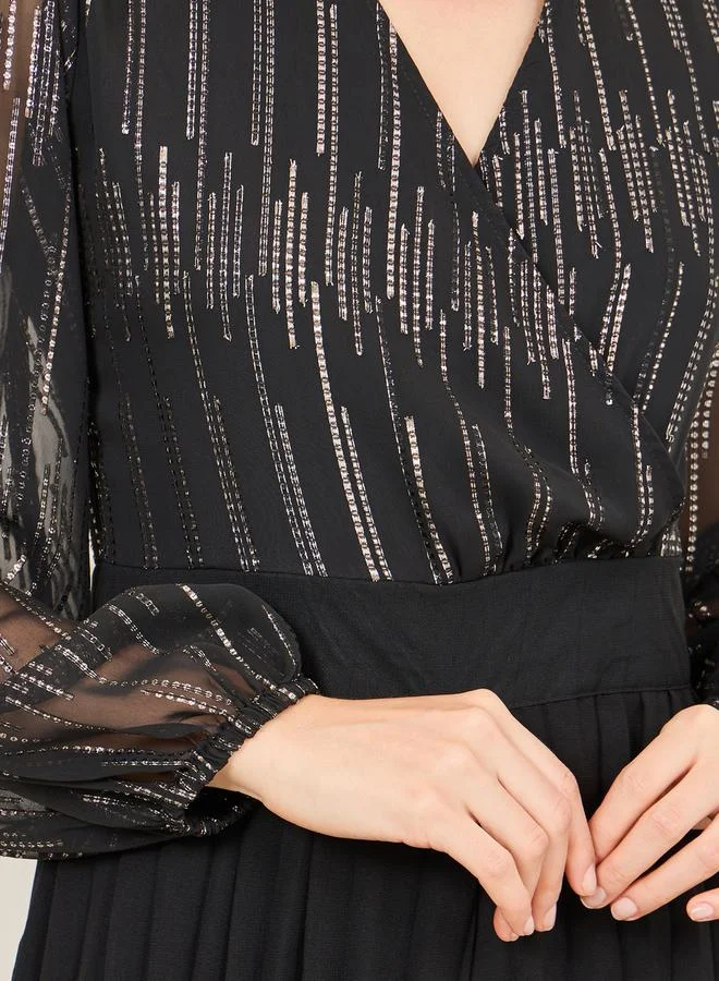 ستايلي Embellished Pleated Wide Leg Jumpsuit