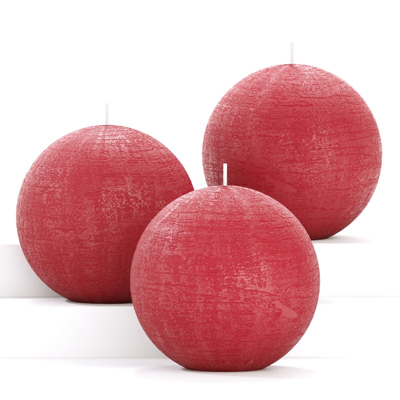 CANDWAX Candle Set of 3 Round Candles  3 Inch Bordeaux Unscented Long Burning  Perfect for Wedding Decor  Any Event