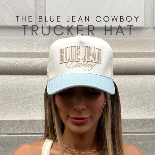 CITRUSY Vintage Western Trucker Hat | Men & Women | Embroidered Trendy Caps | Country Cute Hats for Cowgirls & Cowboys | Camo Denim Cotton Styles | Snapback Hat (Blue Jean Cowboy | Denim) - Image 4