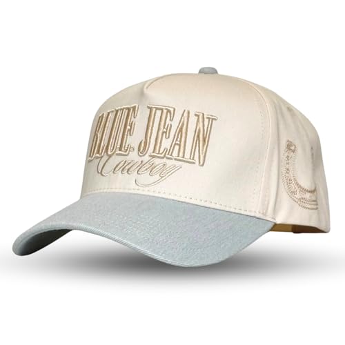 CITRUSY Vintage Western Trucker Hat | Men & Women | Embroidered Trendy Caps | Country Cute Hats for Cowgirls & Cowboys | Camo Denim Cotton Styles | Snapback Hat (Blue Jean Cowboy | Denim) - Image 1