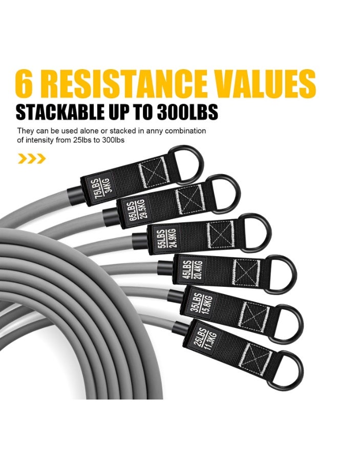 ZERIFAM Resistance Bands Set, 300LBS Heavy Exercise Bands with Handles, Fitness Bands for Working Out, Workout Bands for Men, Weight Bands Set for Muscle Training, Strength, Slim, Yoga, Home Gym Equipment - Image 3