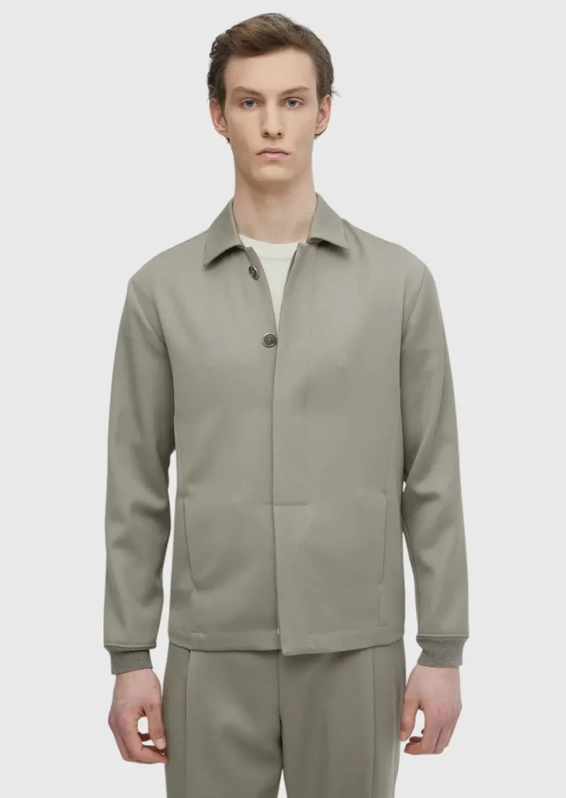 رامسي بدلة بيج سادة مريحة مصنوعة من الصوف الخالص 100%