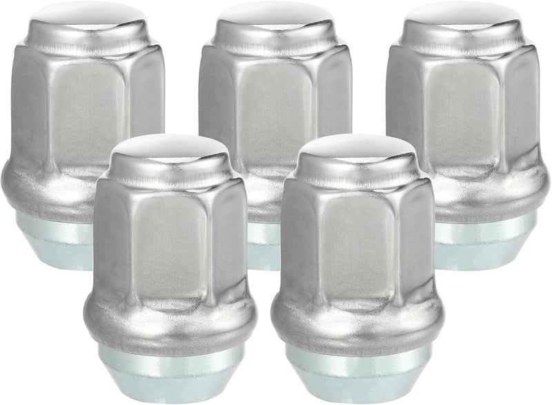 VekAuto 5 Pcs Wheel Lug Nuts for Jeep Wrangler, Liberty, and Dodge Challenger - Durable Carbon Steel Silver Tone - Image 1