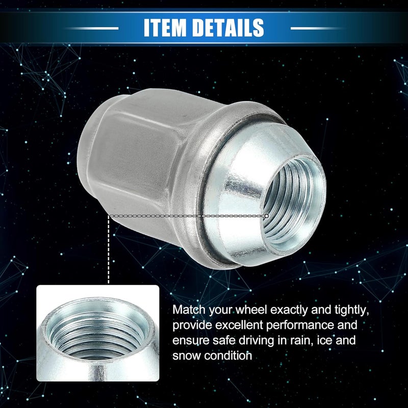 VekAuto 5 Pcs Wheel Lug Nuts for Jeep Wrangler, Liberty, and Dodge Challenger - Durable Carbon Steel Silver Tone - Image 5
