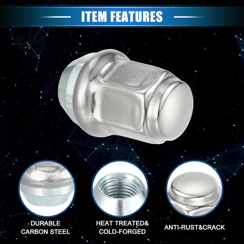 VekAuto 5 Pcs Wheel Lug Nuts for Jeep Wrangler, Liberty, and Dodge Challenger - Durable Carbon Steel Silver Tone - Image 4